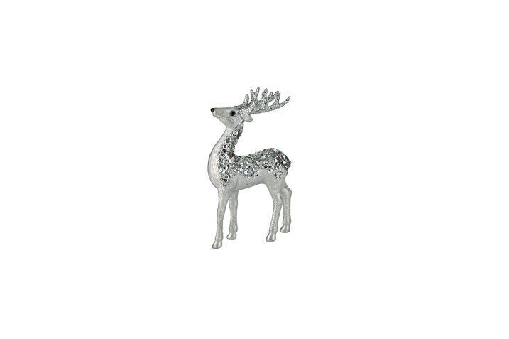 Seoul Dekohirsch 21cm Pailletten Silber Tier, Hirsch, Säugetier, Tierwelt, Antilope