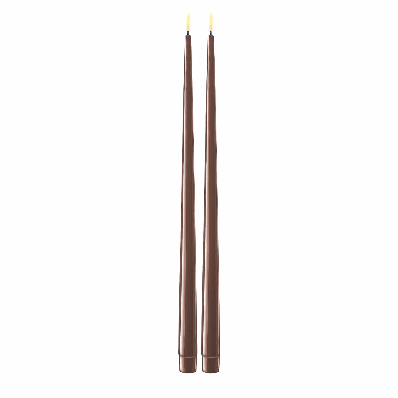 Stabkerze mit Lack LED 38 cm mokka 2 Stück