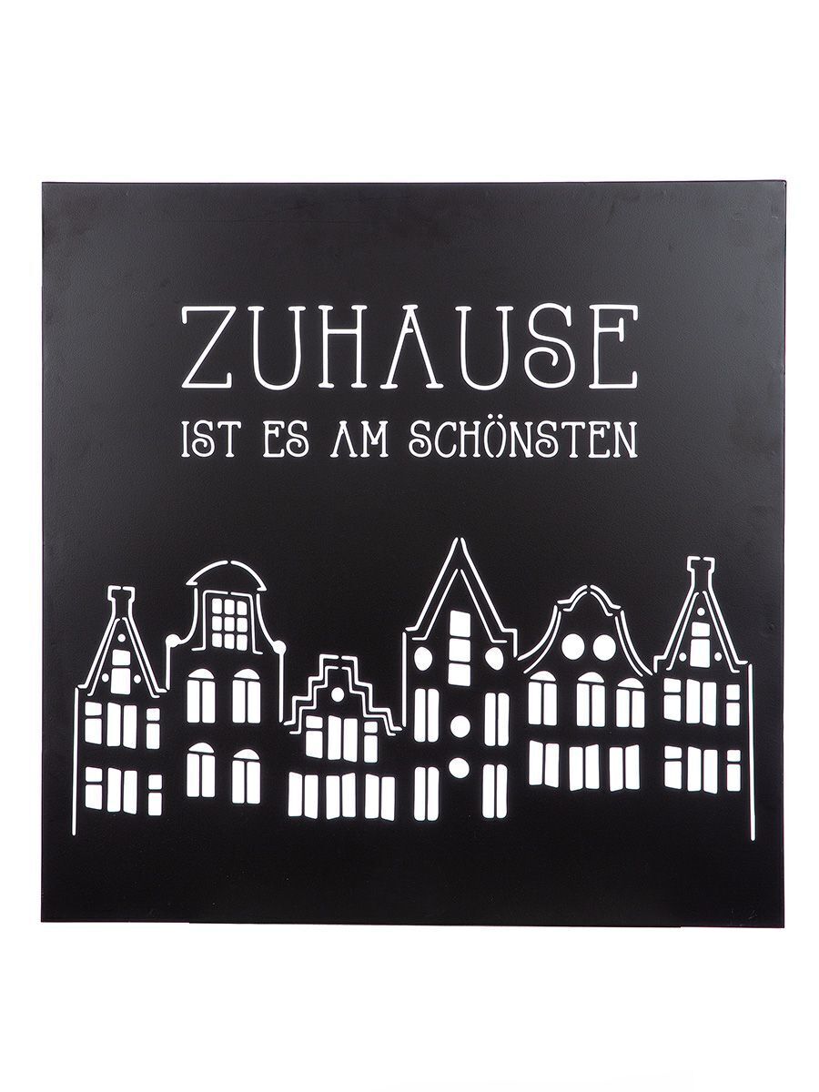 Wandrelief Stadtlichter Metall schwarz 60cm