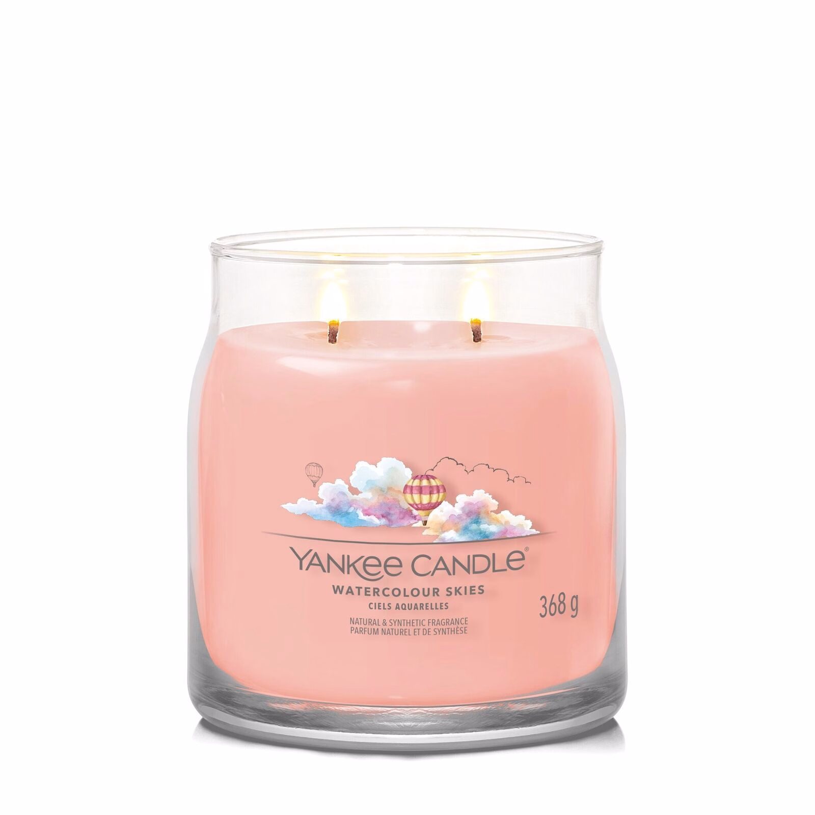 Watercolour Skies Signature Medium Jar 368g 2-Docht