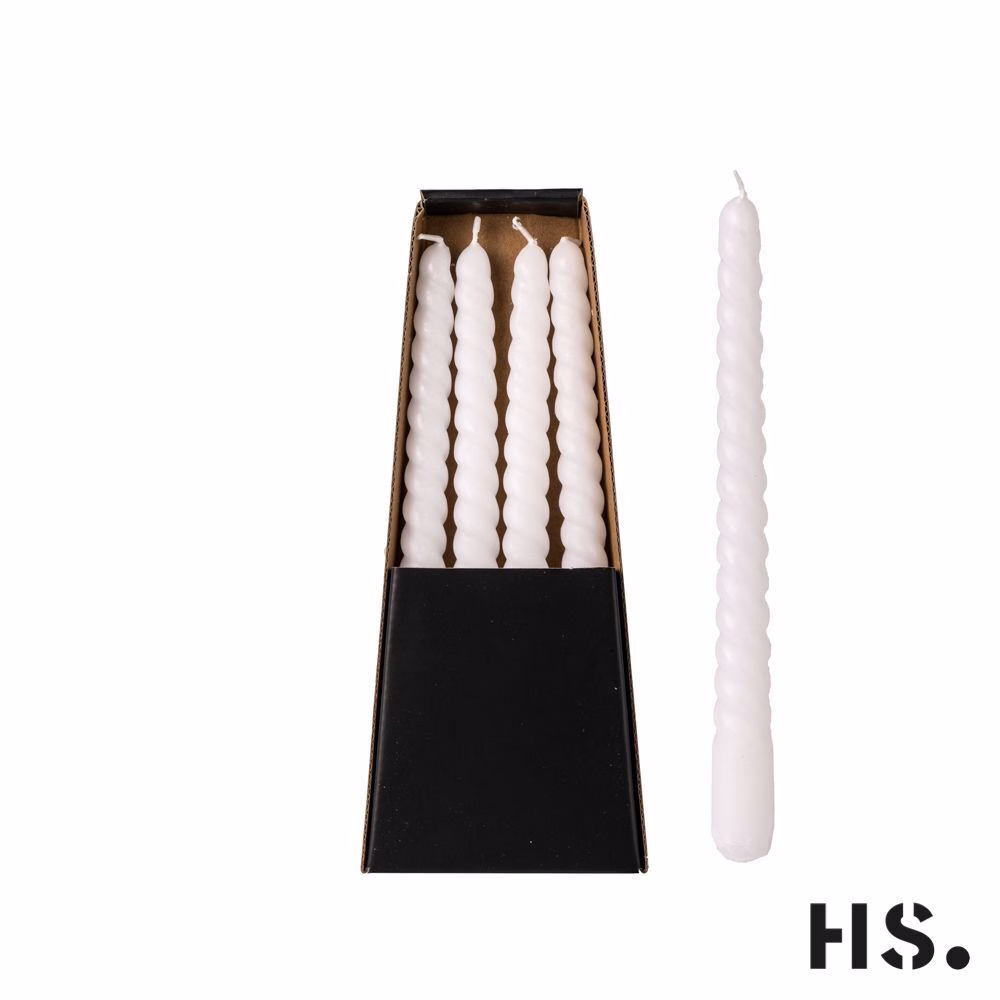 UMwoSLdU Dinner Candle Swirl weiß 4 Stück