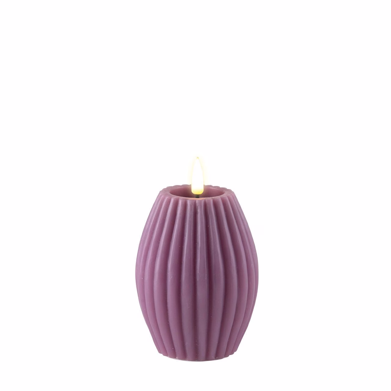 RF-R-0007 Stumpenkerze LED Lila gerillt 7,5 x 10cm