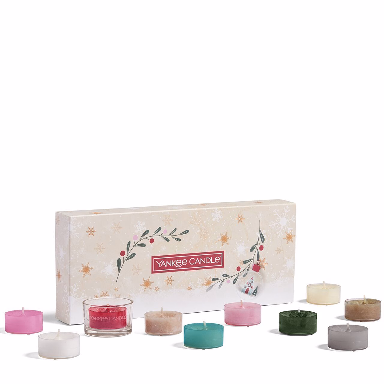 10 Teelichter mit Halter Geschenkset Weihnachten "Snow Globe Wonderland"
