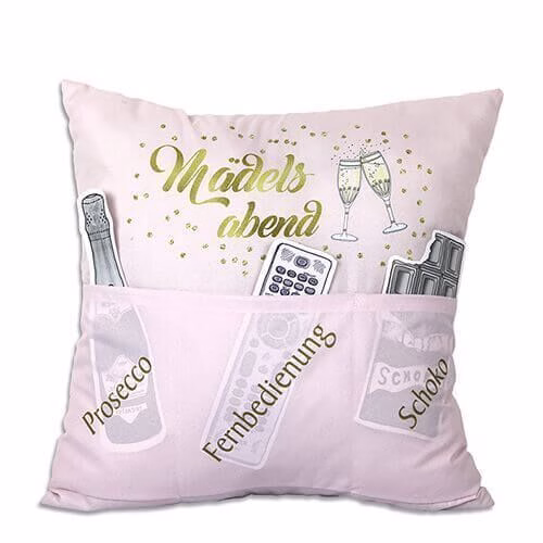 9576 Sofahelden All you need is Mädelsabend Kissen mit 3 Einstecktaschen