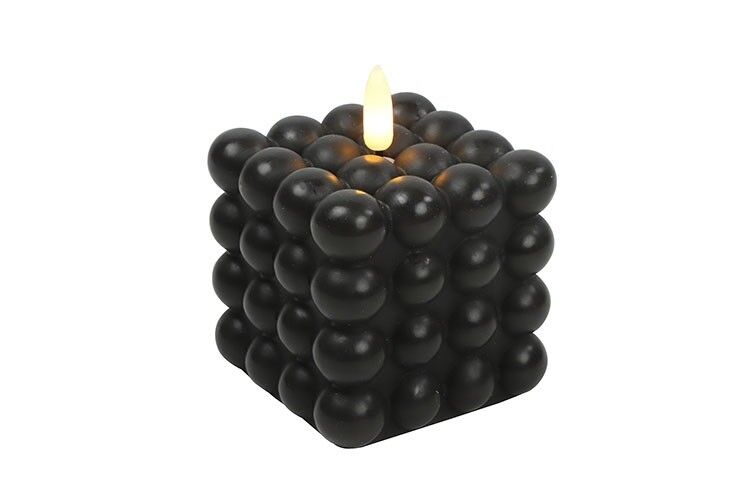 LED Bubble Kerze Lyon M schwarz 9cm