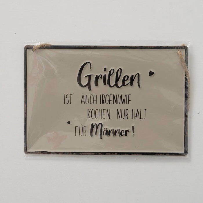 Schild Grillen creme