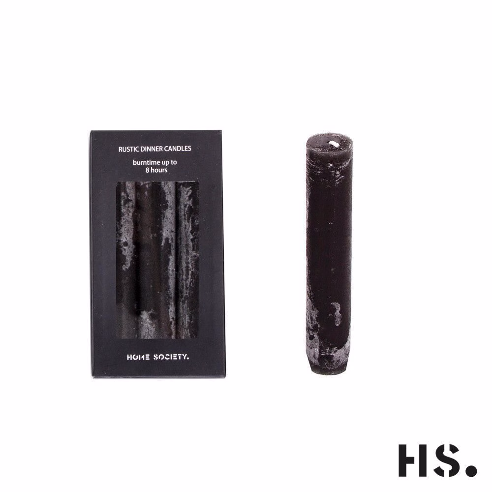 4UqfrZRg Rustic Dinner Candle S schwarz 6 Stück