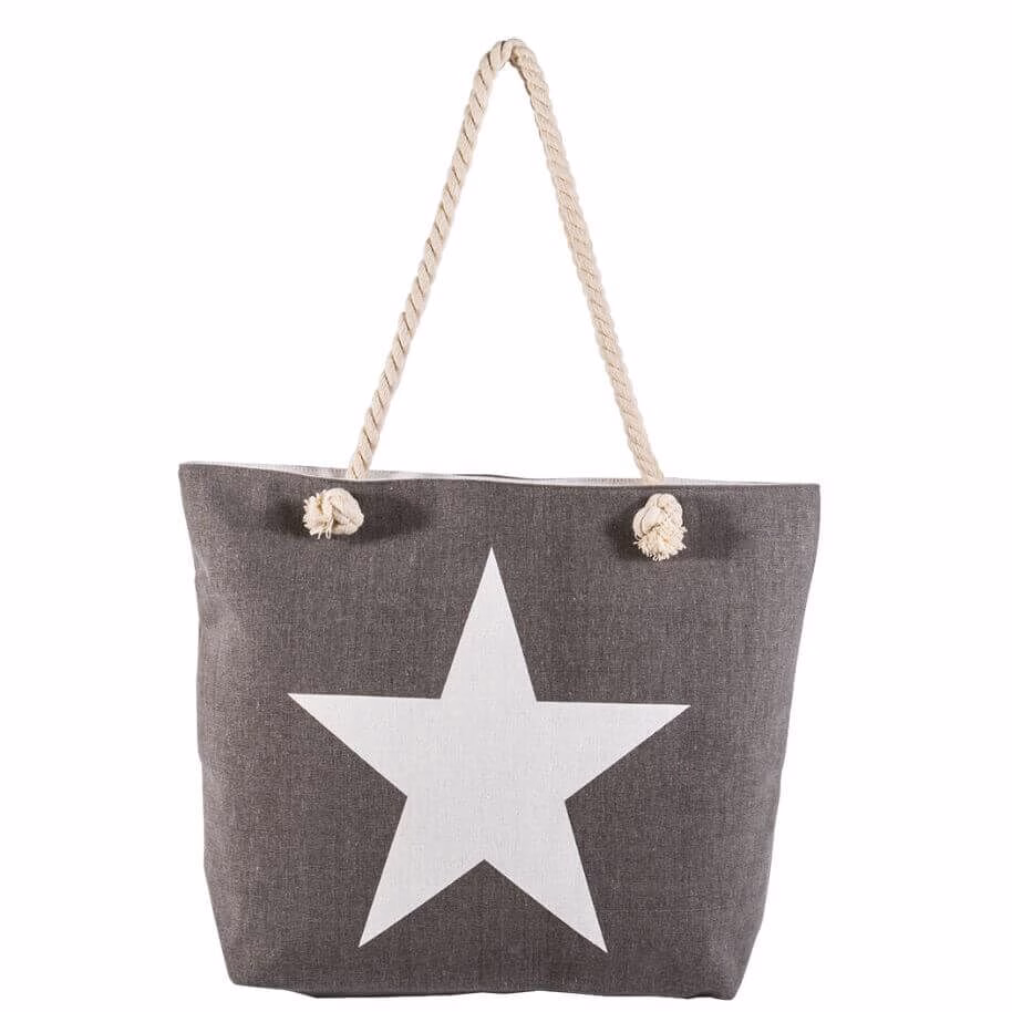 Shopping-Tasche Grau mit Stern 002