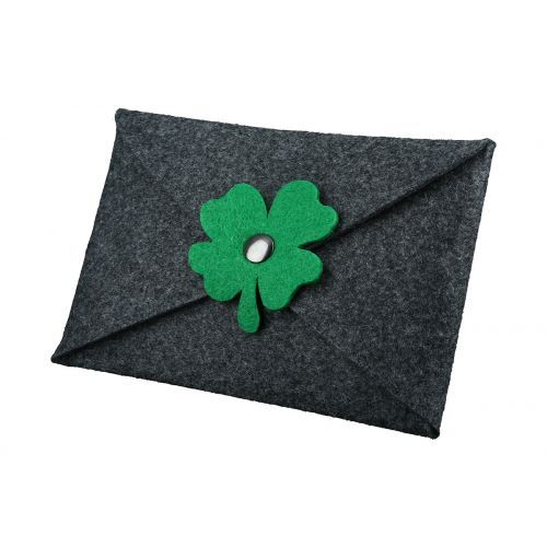 Geschenkkuvert Kleeblatt Filz dunkelgrau Briefumschlag, Post