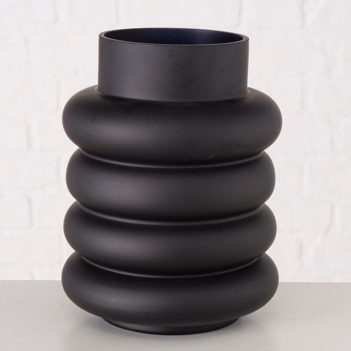 Vase Ribbo 20cm schwarz Glas