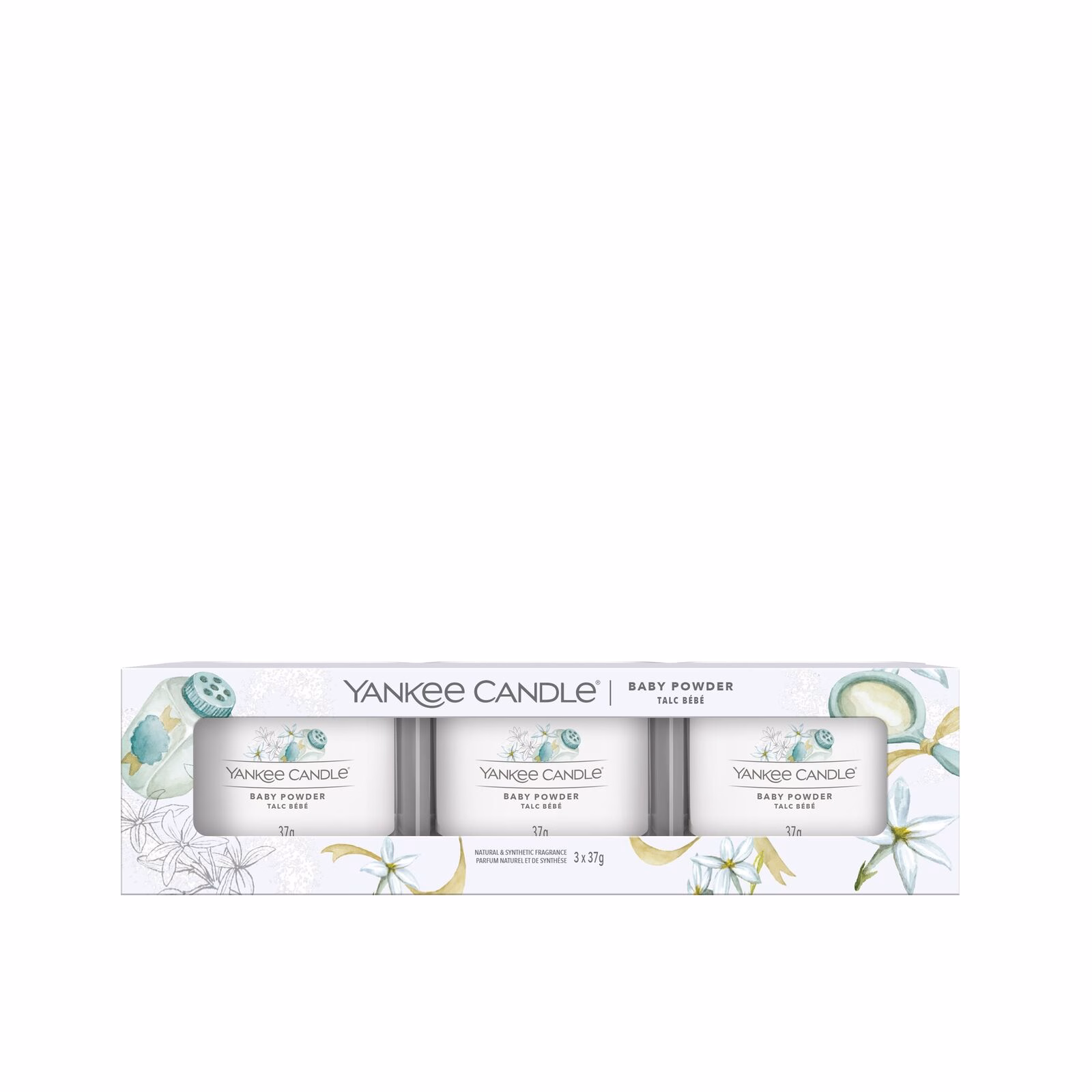 Baby Powder 37g Glasvotivkerze 3er Pack