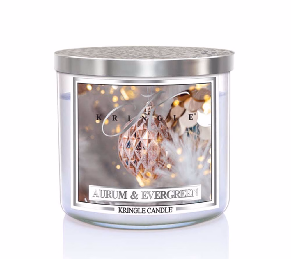 kringle_candle_aurum_and_evergreen_silver_lid_american_heritage Aurum & Evergreen 396g Tumbler 3-Docht