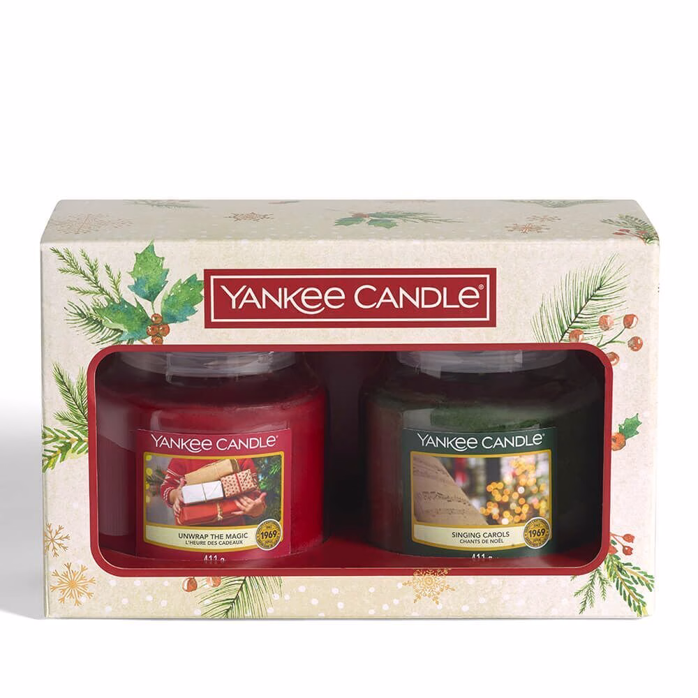 2 mittleres Jar Geschenkset (Singing Carols & Unwrap The Magic) von Yankee Candle