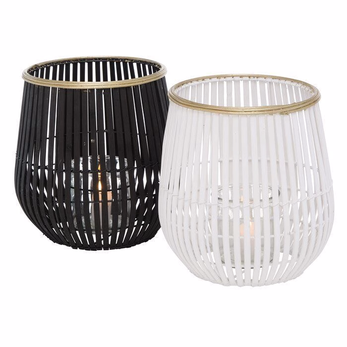 Windlicht Karunya schwarz Bambus 27cm