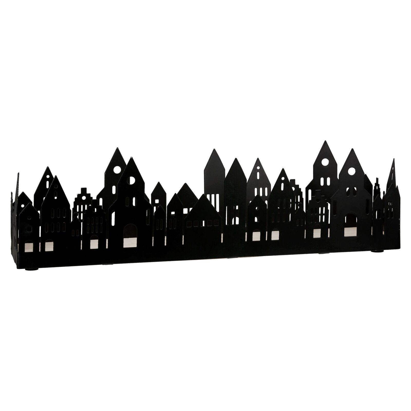 Deko Tablett Stadtlichter 36cm schwarz Zaun, Streikposten
