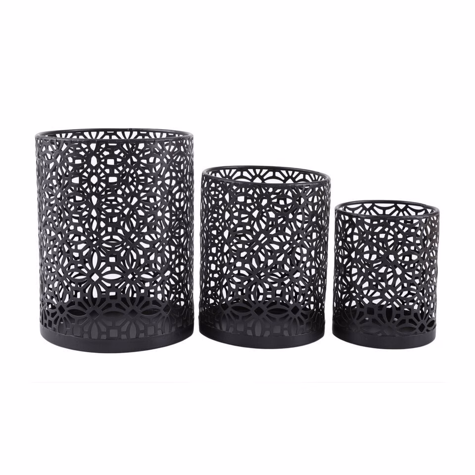 i-Q8FT2CD-X2 Windlicht Set Olleros schwarz 16cm 3 Stück