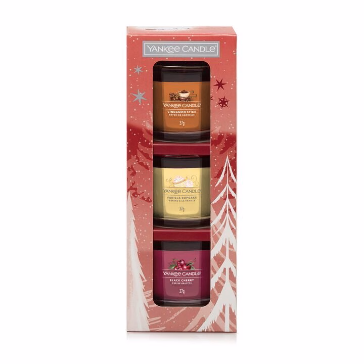 3 Glasvotivkerzen à 37g Geschenkset Bright Lights