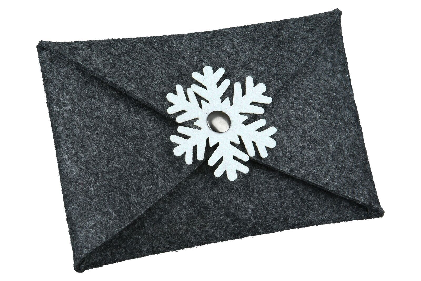 Geschenkkuvert Schneeflocke Filz dunkelgrau Briefumschlag, Post