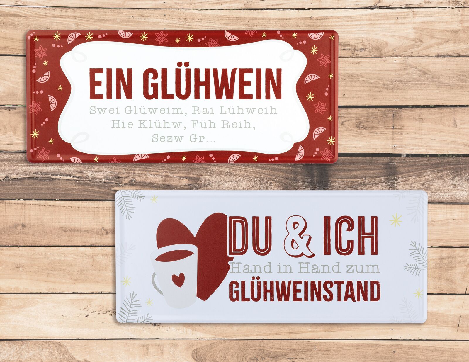 Schild GlĂĽhwein weiĂź Papier, Visitenkarte, Text