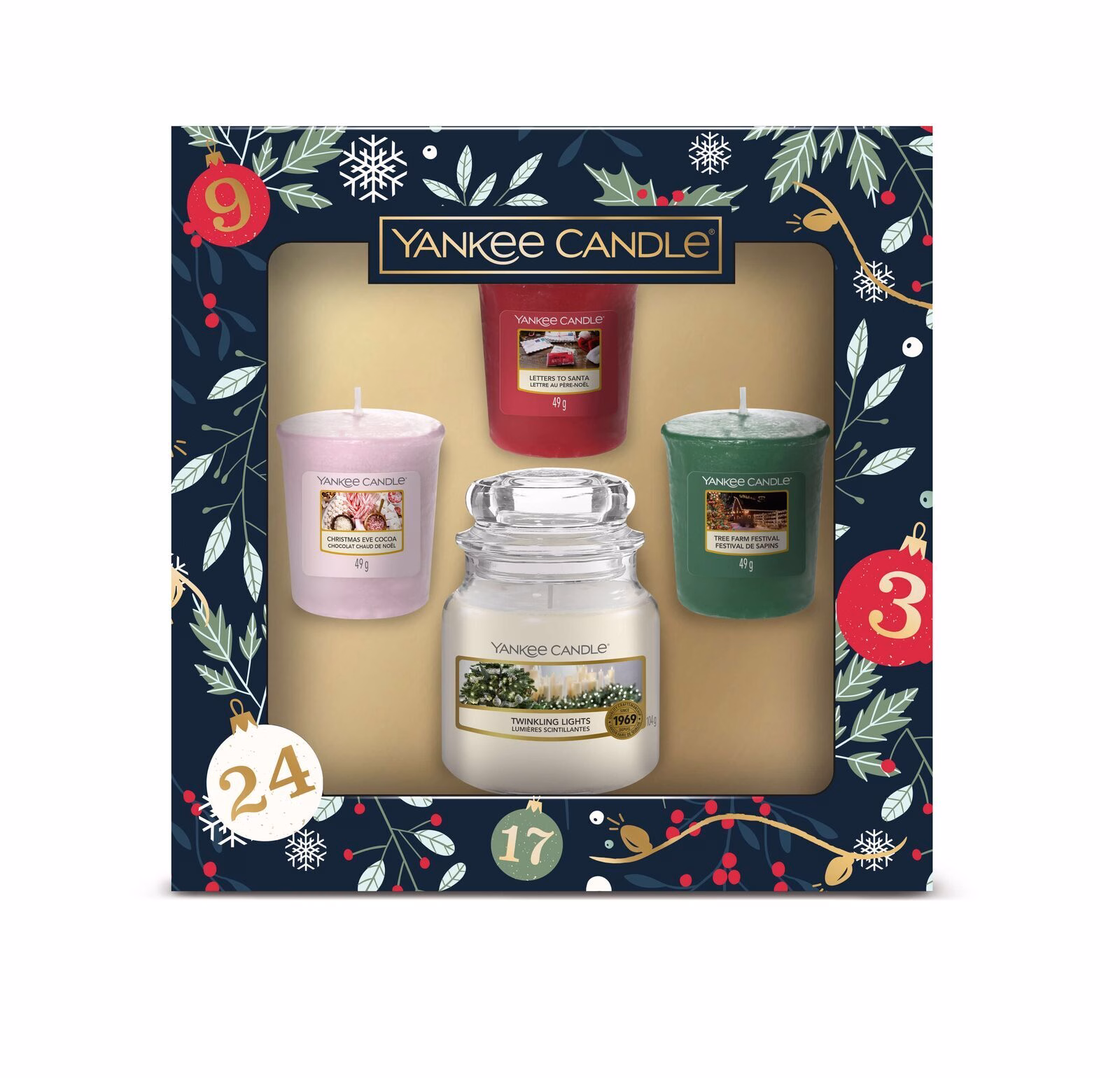 1631482E_YC-Core-AW21_1-Small-Jar-3-Votive_2D 3 Votivkerzen & 1 kleines Glas Geschenkset Countdown to Christmas
