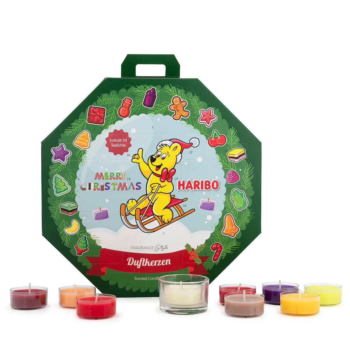 Haribo™ Adventskalender 2025 mit 24 Teelichtern Haribo™ Adventskalender 2025 mit 24 Teelichtern