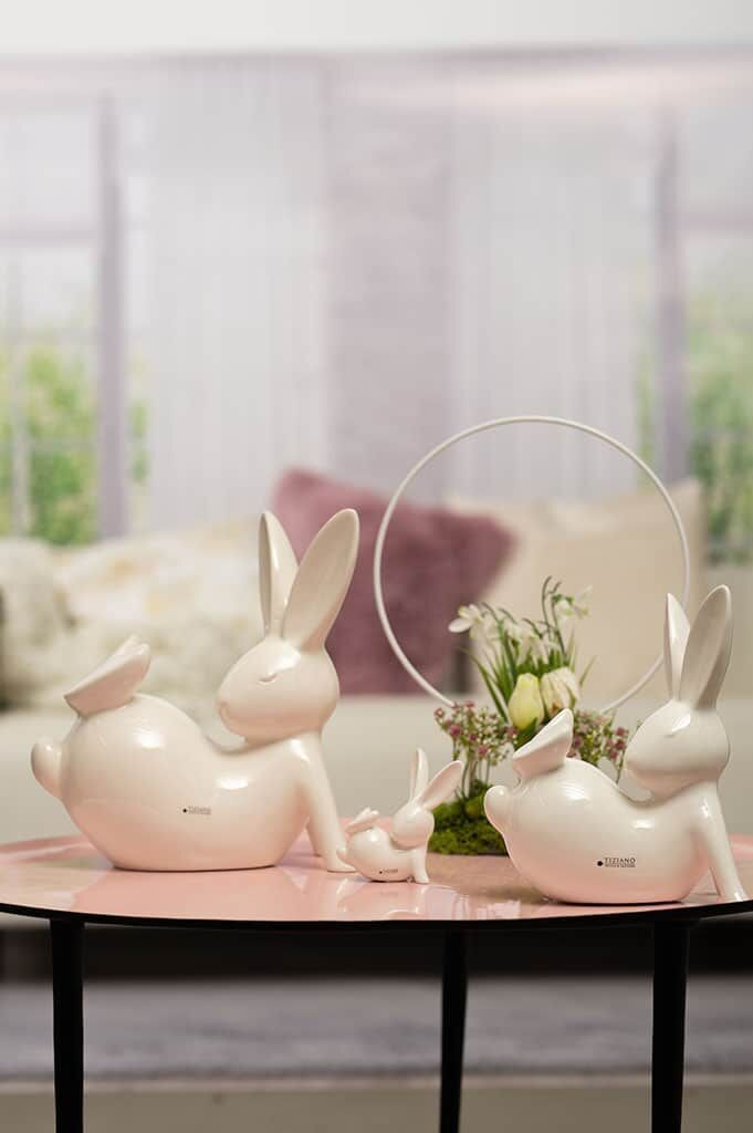 Deko Hase Fabrio XL liegend 30cm Blumen-Arrangement, Töpferei, Kunsthandwerk, Tischplatte, Ikebana