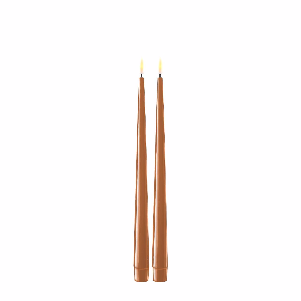 RF-K-0011 Stabkerze mit Lack LED 28 cm karamell 2 Stück