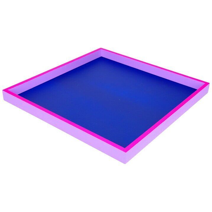 Deko Tablett Neo dreifarbig quadratisch dunkelblau/neon lila/lila Tablett