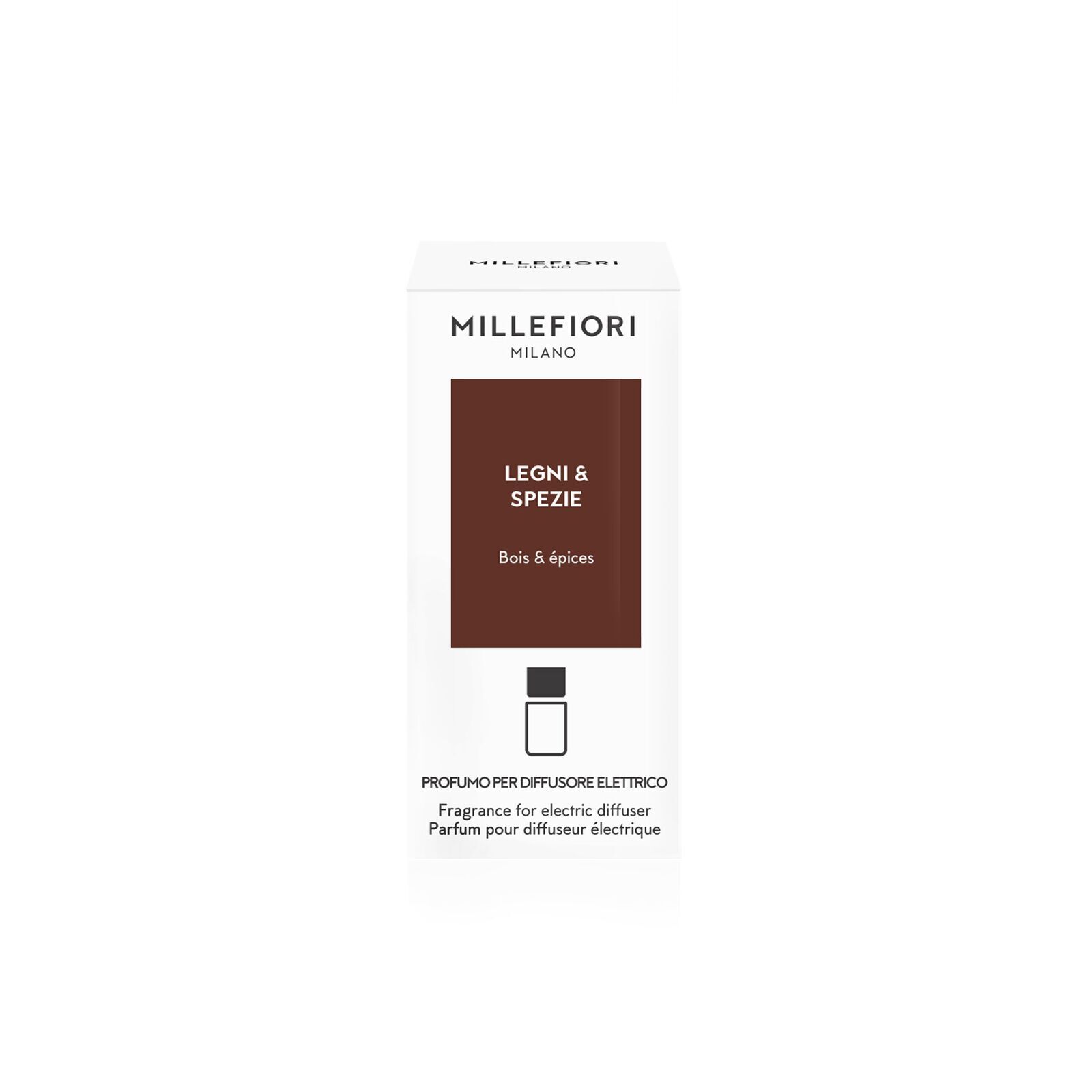 Legni & Spezie - Nachfüller für Millefiori Steckdosen Diffuser Seite, Text