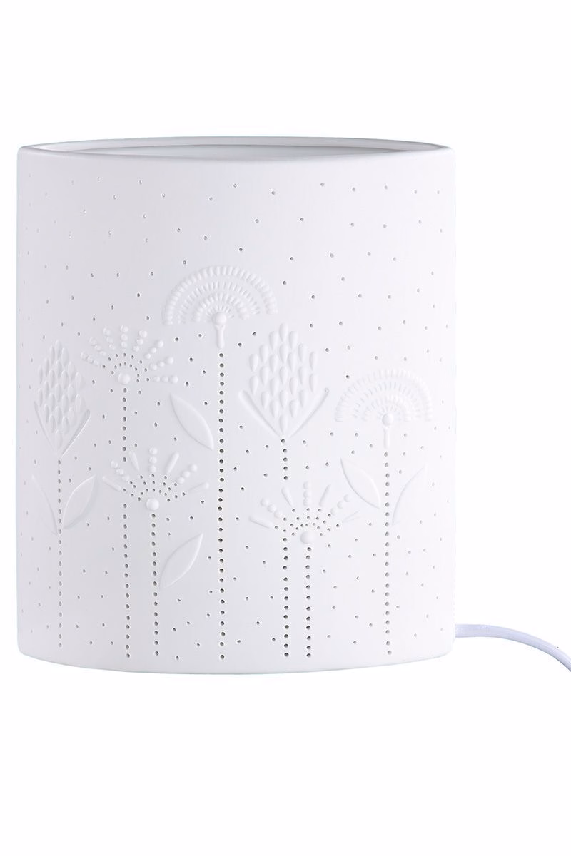 Porzellanlampe Flowers weiß 28,5cm