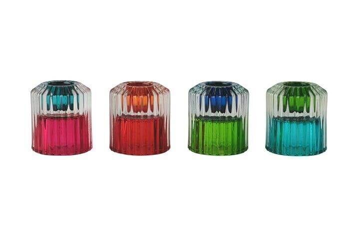 Jaquard Kerzenhalter 4er Set bunt Flasche