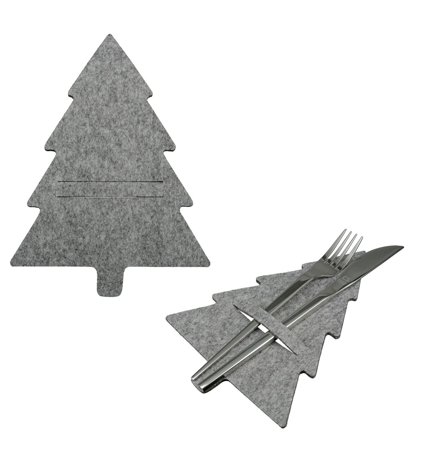 Bestecktasche Tannenbaum Filz hellgrau Bestecktasche Tannenbaum Filz hellgrau