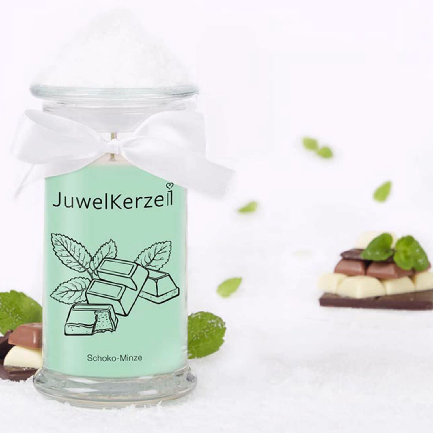 Schoko-Minze 380g - Halskette Juwelkerze