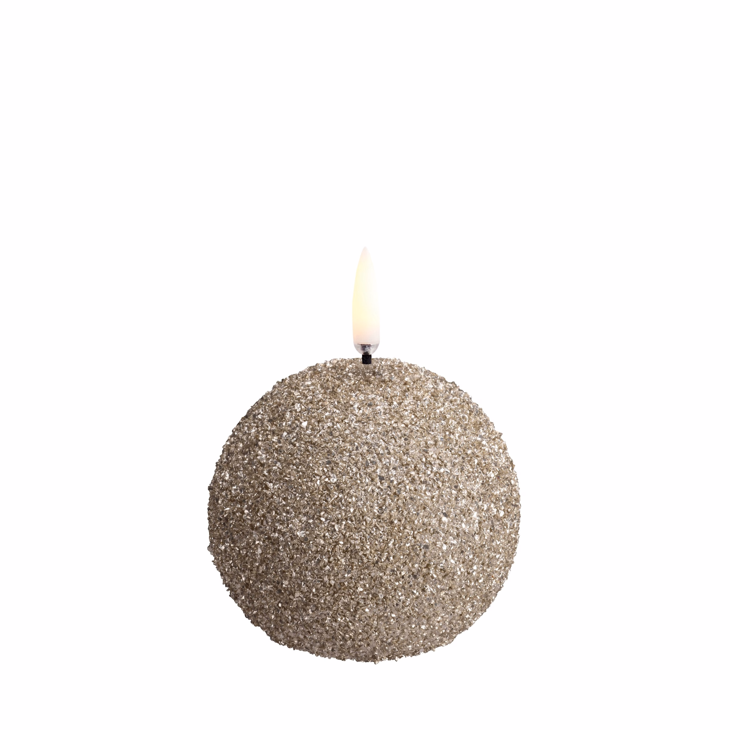 Uyuni LED Kerze Kugel Glitter 7cm champagne