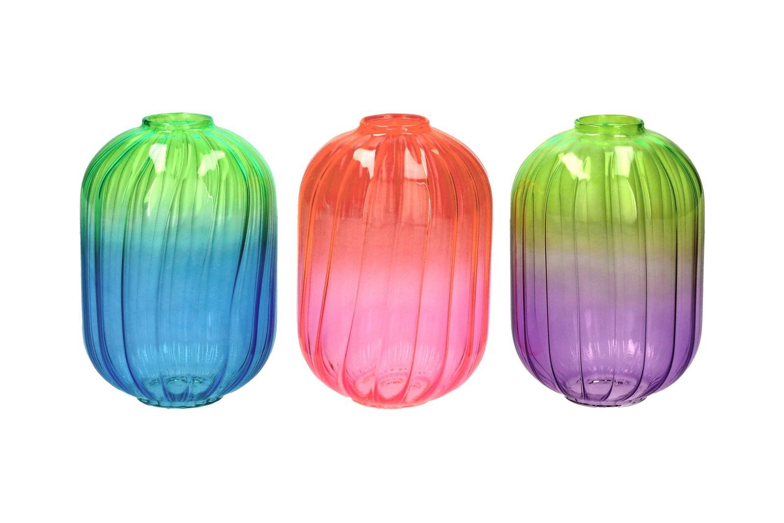 Vase Voile Glas 13cm 3fach-sortiert Krug, Töpferei, Vase, Plastik, Flasche