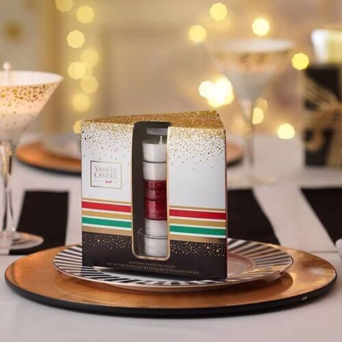 tea-light-holder-gift-set Holiday Party 12St Teelichte und 1St Teelichthalter
