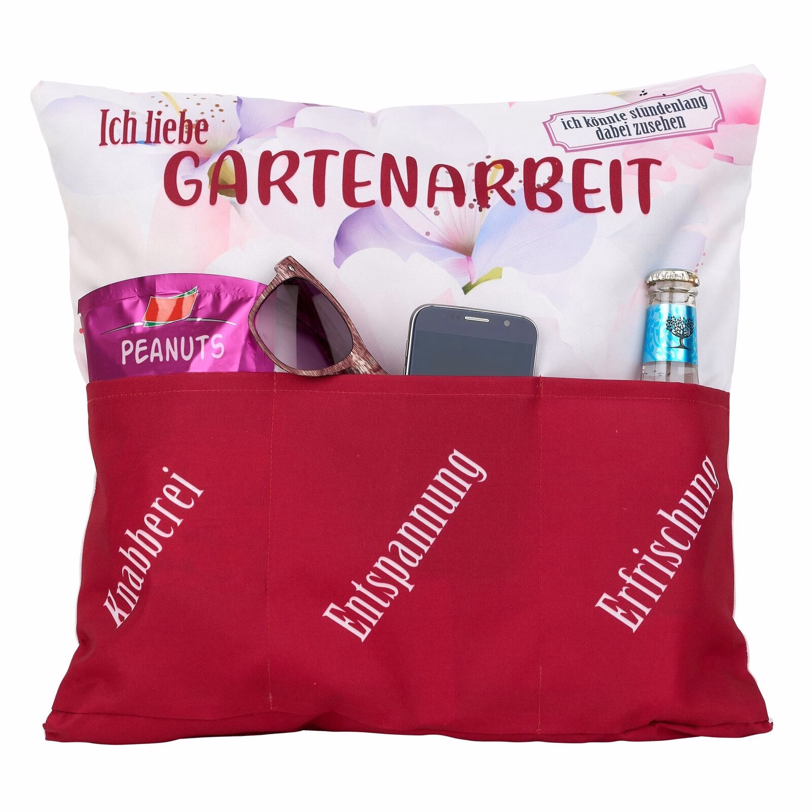8758_1 Outdoor Kissen mit Taschen - Ich liebe Gartenarbeit