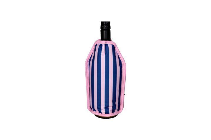 Froid Kühlmanschette Streifen blau/rosa Flasche, Getränk, Schnaps, Wein, Weinflasche