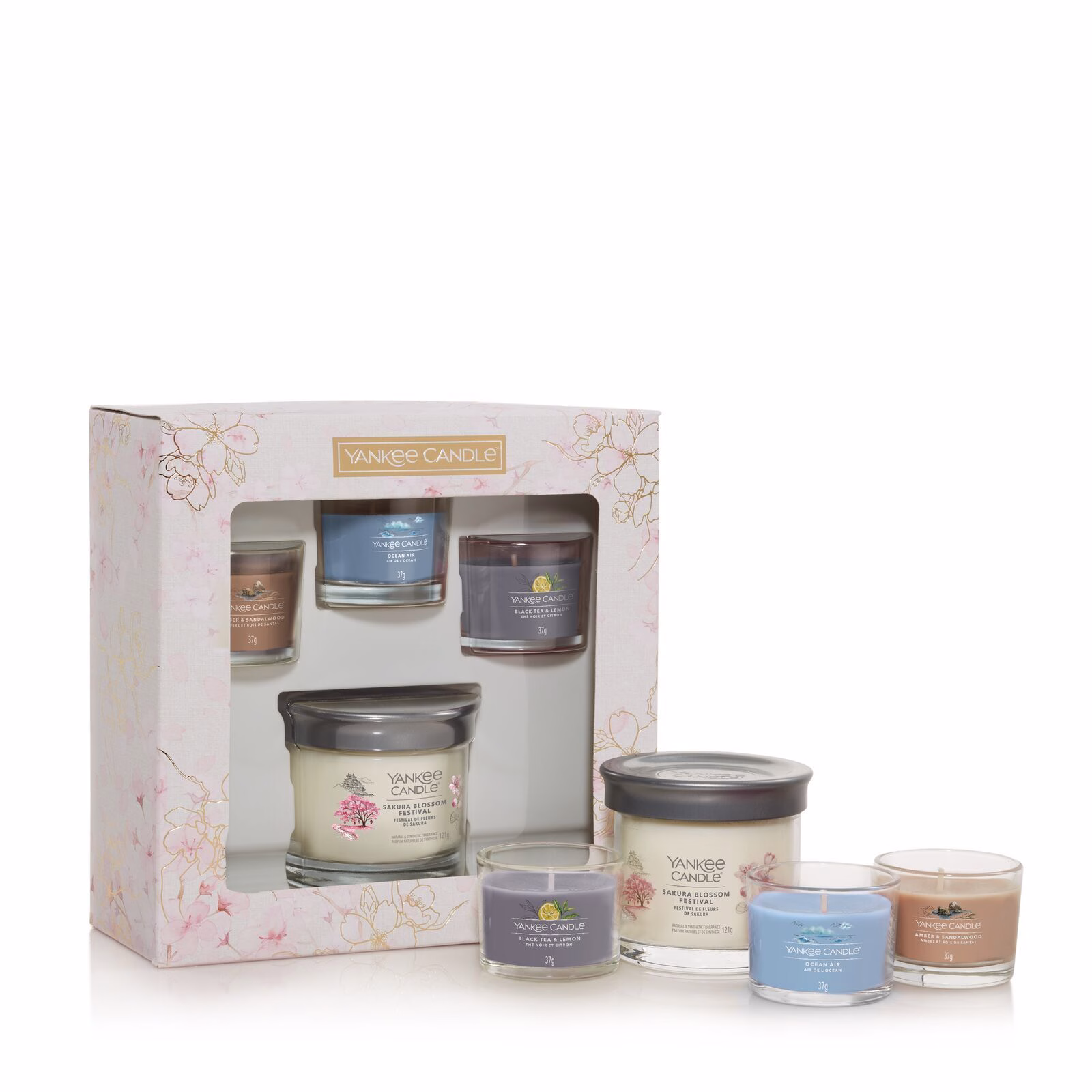 Filled-Votive-Giftset-x-3-Tumbler_v2 3 Glasvotivkerzen à 37g & kleiner Tumbler Geschenkset Sakura Blossom Festival