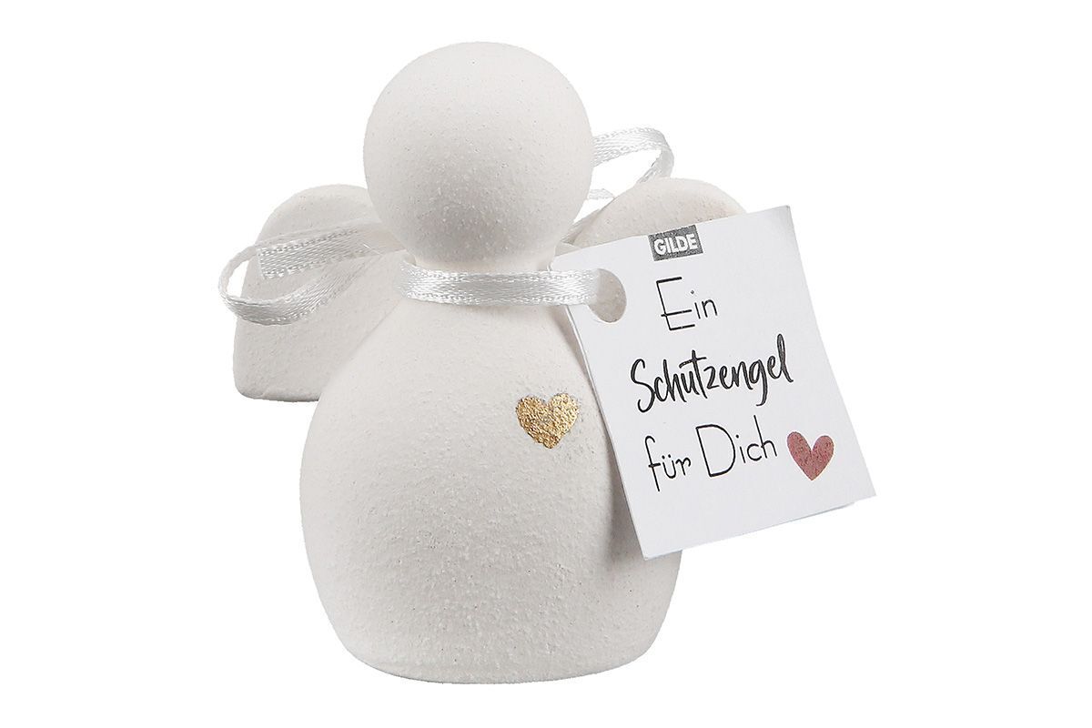 Figur Engel Heart 6cm Botschaft Schutzengel weiß