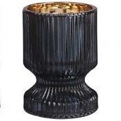 Jaquard Windlicht geriffelt blau Krug, Töpferei, Vase, Glas, Kelch