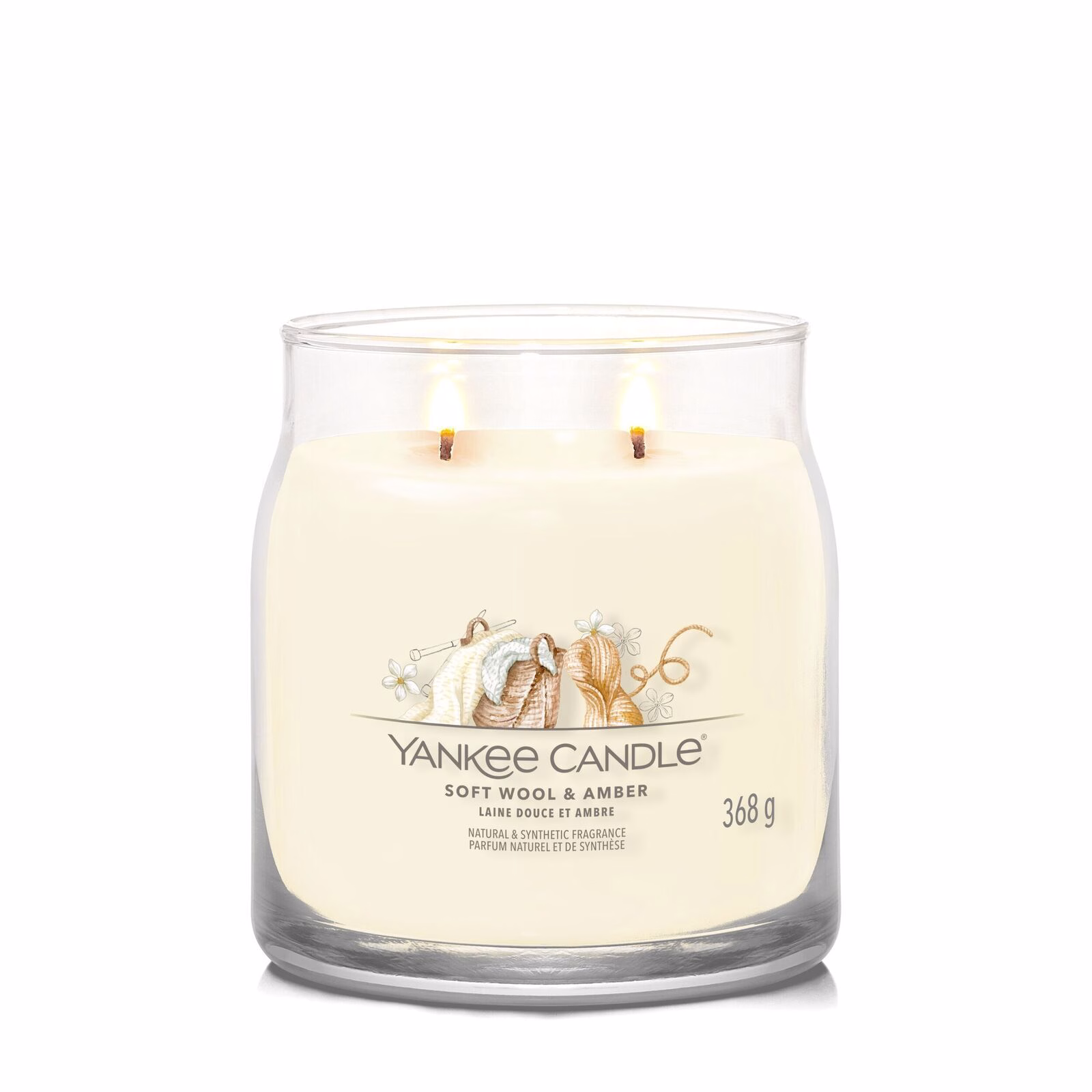 Soft Wool & Amber Signature Medium Jar 368g 2-Docht