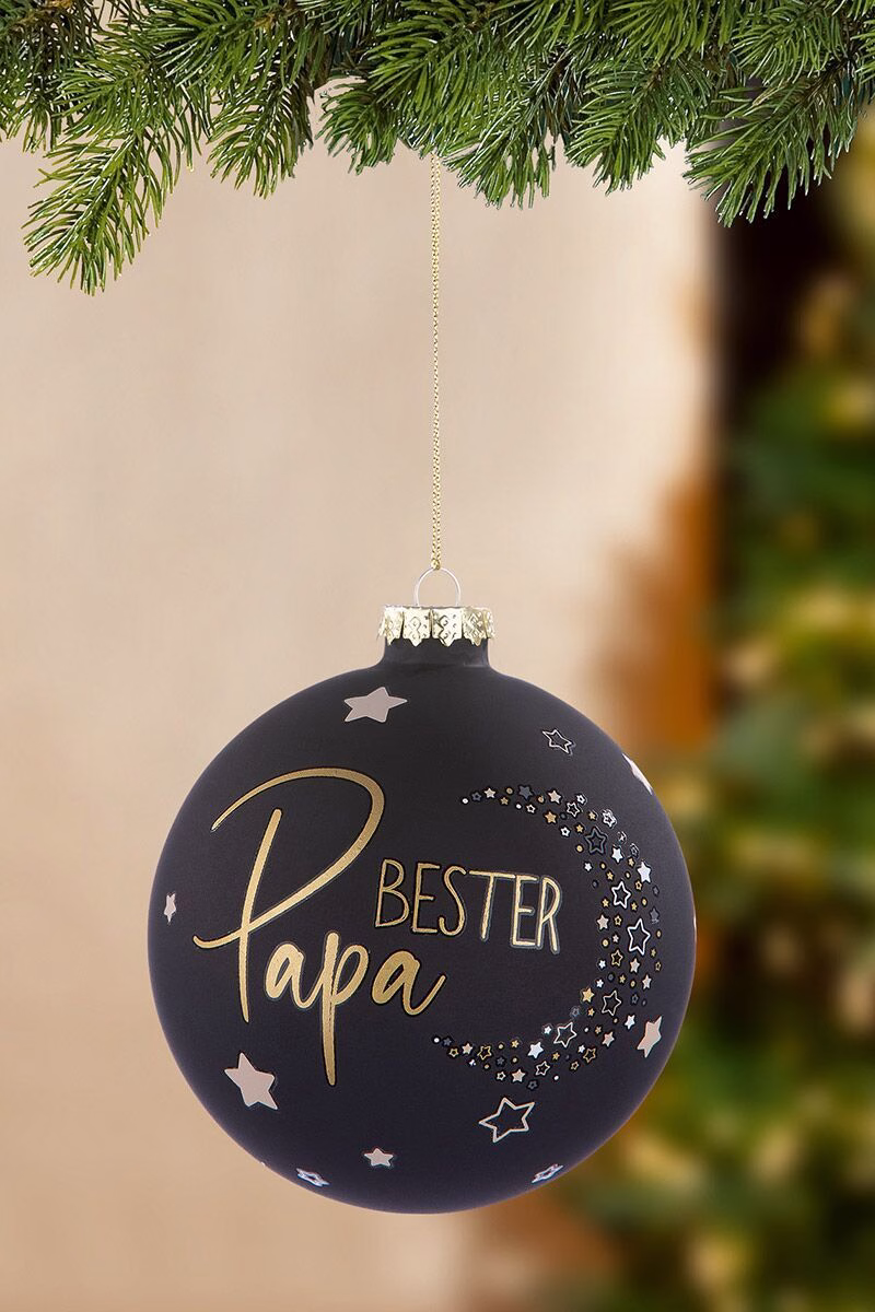 Glas Baumkugel Lichterglanz "Papa" 10cm