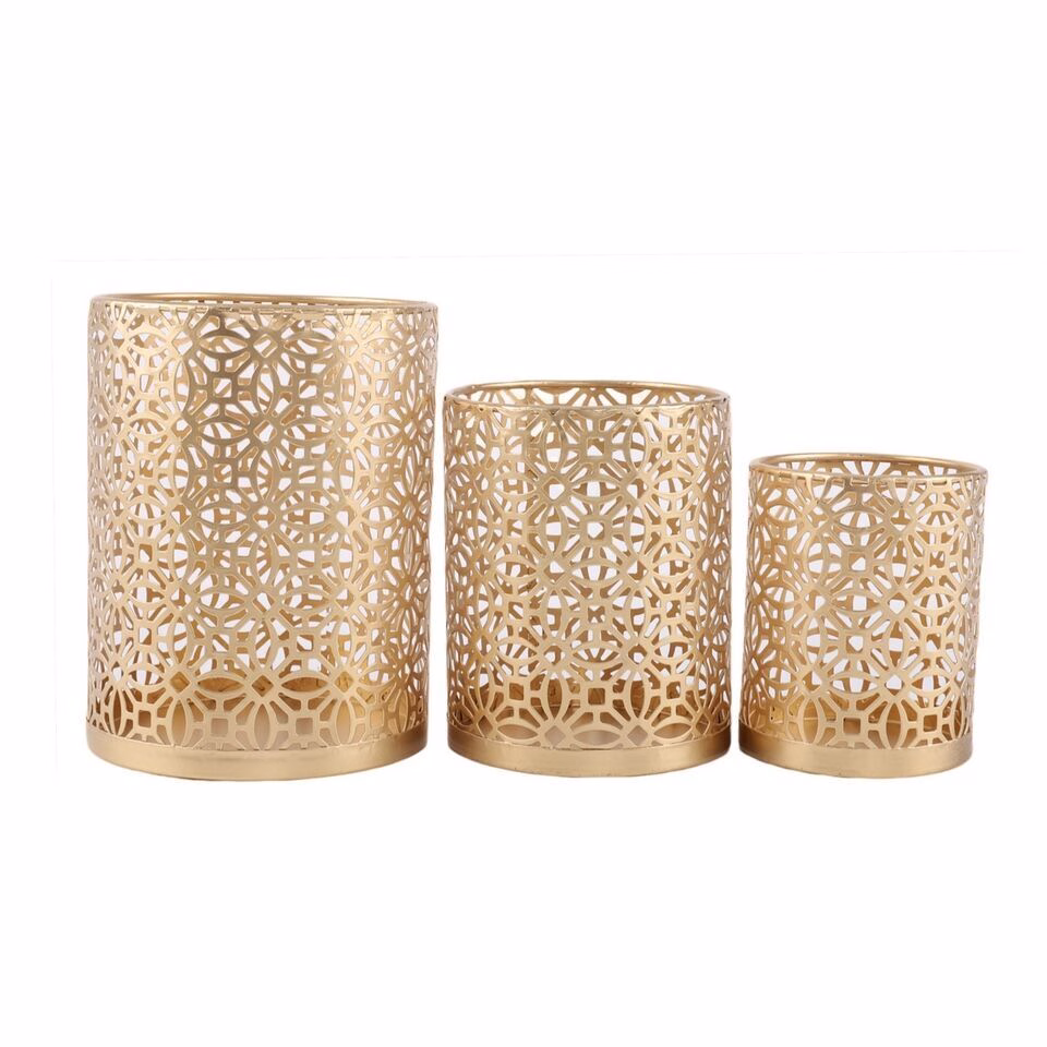 Windlicht Set Olleros gold 16cm 3 Stück