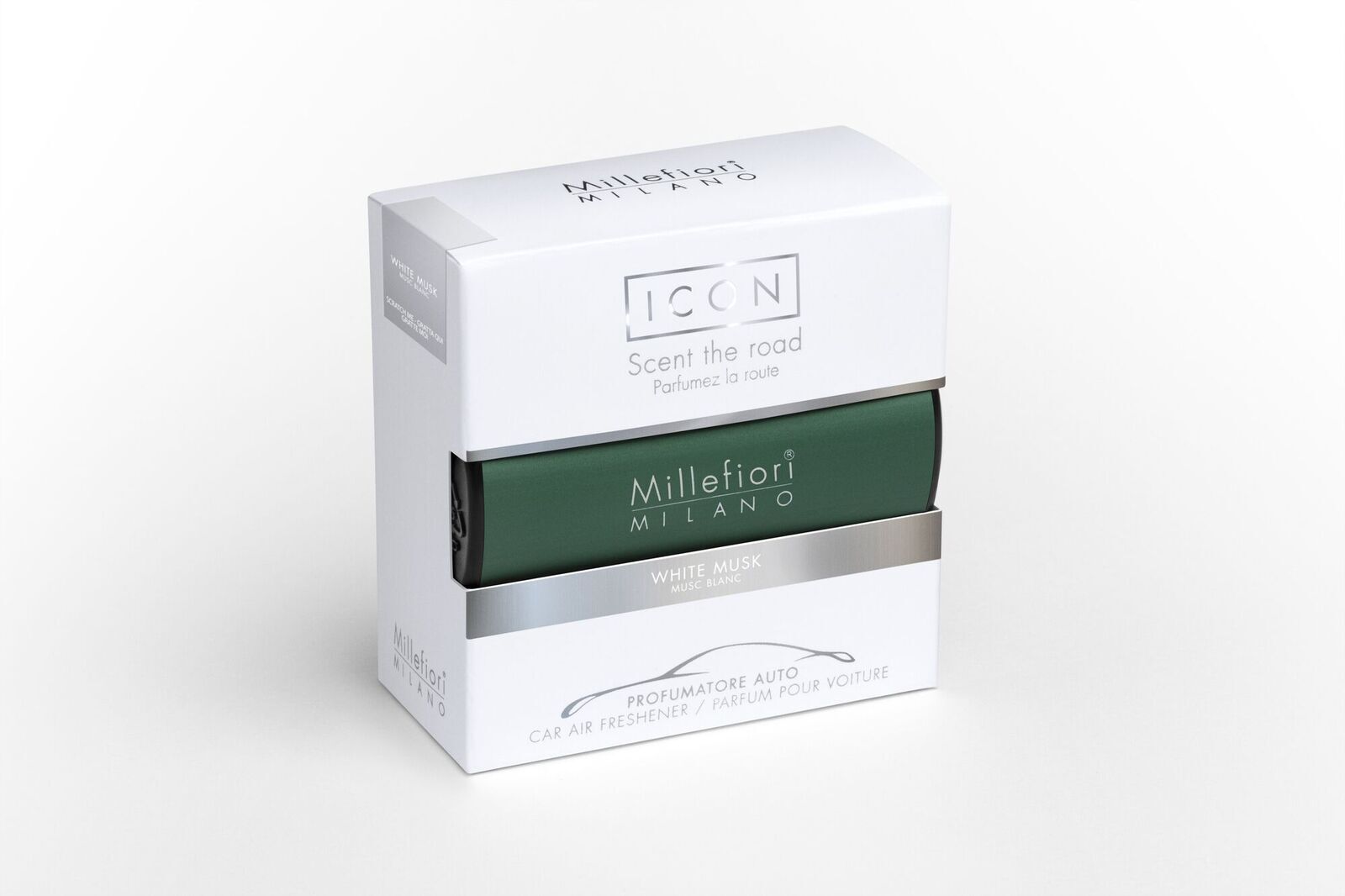 White Musk - Autoduft Icon Classic Green Flasche, Kiste
