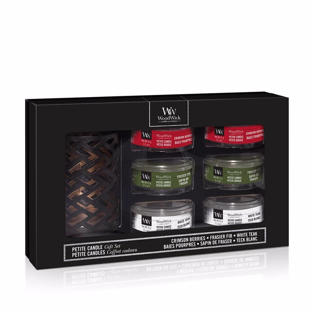 Petite Candle Geschenkset - Geometric - Frasier Fir / White Teak / Crimson Berries