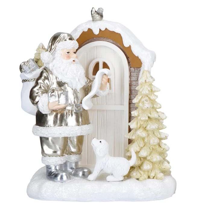 Santa mit LED Haus Variante 2 Figur, Person, Weihnachten, Weihnachtsdekorationen, Festival