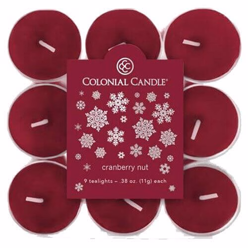 CC0109-5053 Colonial Candle Cranberry Nut Teelichte 9St