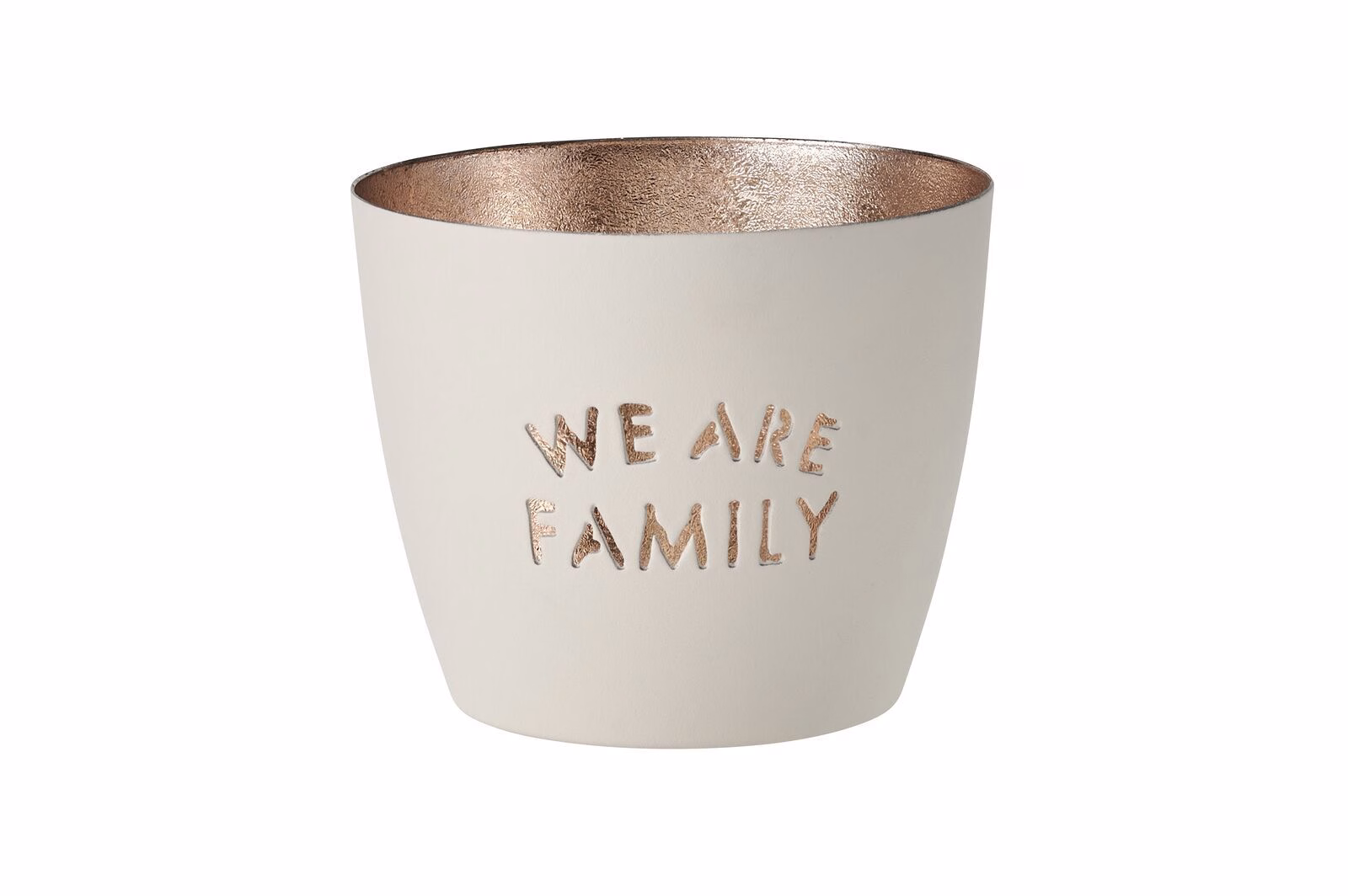 Madras Windlicht M We Are Family weiß/gold