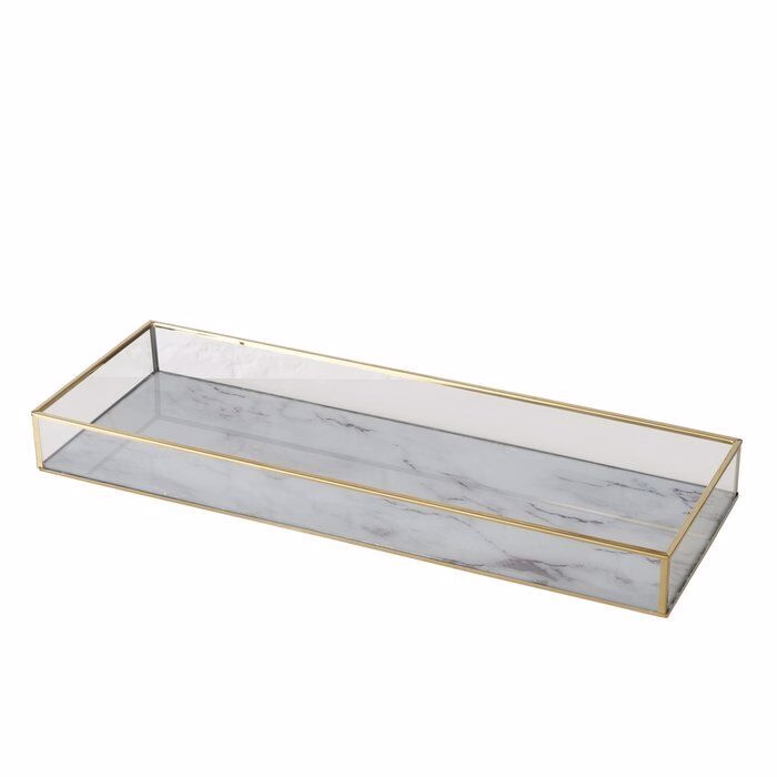 Deko Tablett Franziska 2 Stück Gold Glas